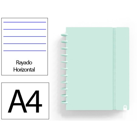 Cuaderno ingeniox foam a4 80h rayado horizontal menta pastel