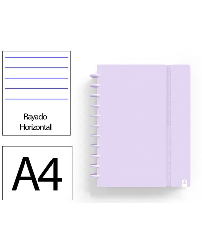 Cuaderno ingeniox foam a4 80h rayado horizontal malva pastel