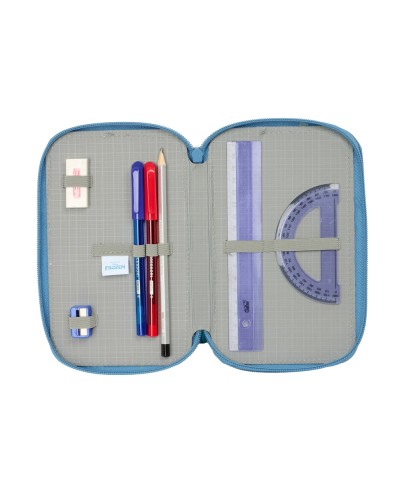 Plumier escolar safta triple cremallera 37 piezas frozen 195x125x55 mm