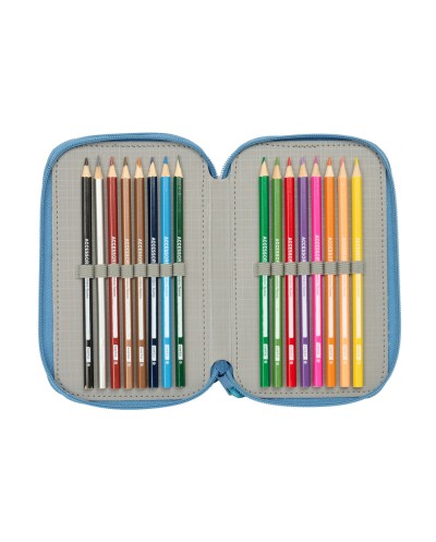 Plumier escolar safta triple cremallera 37 piezas frozen 195x125x55 mm