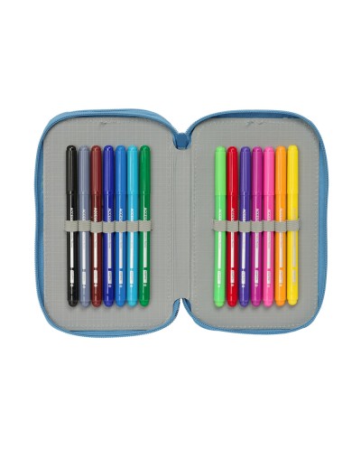 Plumier escolar safta triple cremallera 37 piezas frozen 195x125x55 mm