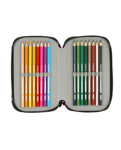 Plumier escolar safta triple cremallera 37 piezas fc barcelona 195x125x55 mm