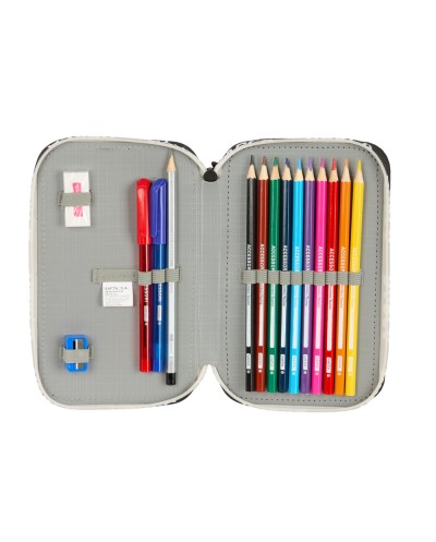 Plumier escolar safta doble cremallera pequeno 29 piezas fc barcelona 195x125x40 mm