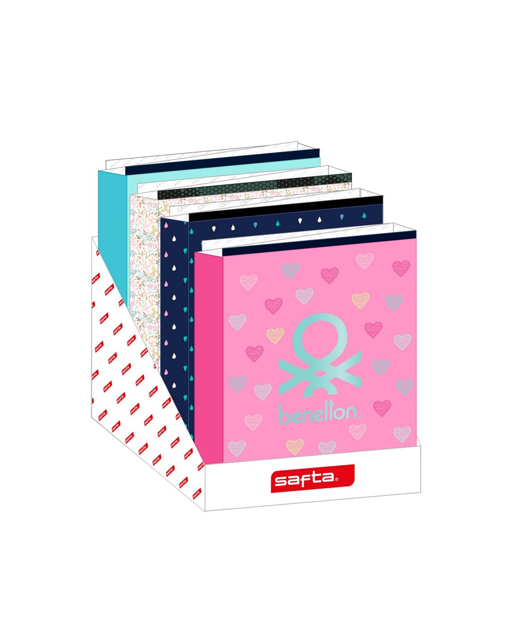 Carpeta carton folio 4 anillas safta lomo ancho expositor