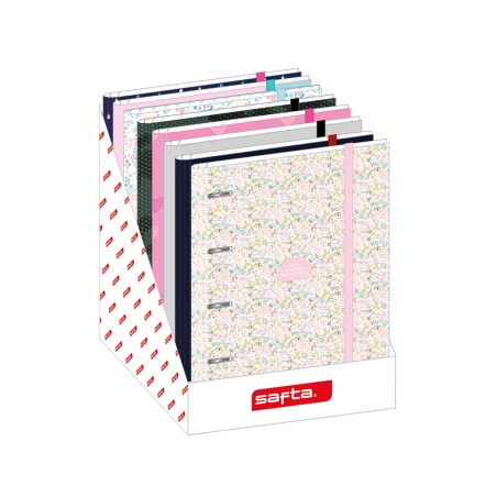 Carpeta con recambio safta din a4 cuadro 5 mm con goma y separadores expositor