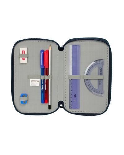 Plumier escolar safta triple cremallera 37 piezas el nino navy 195x125x55 mm