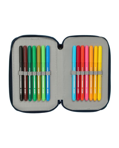 Plumier escolar safta triple cremallera 37 piezas el nino navy 195x125x55 mm