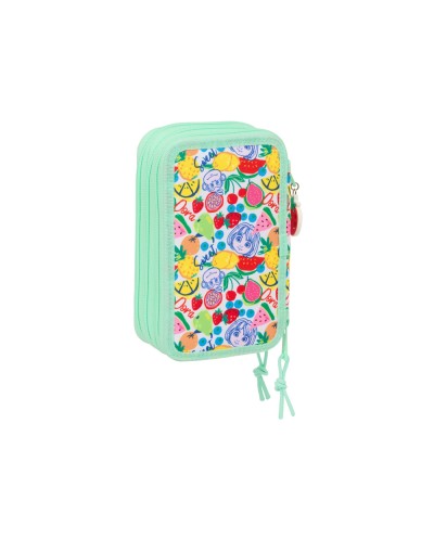 Plumier escolar safta triple cremallera 37 piezas dora 195x125x55 mm