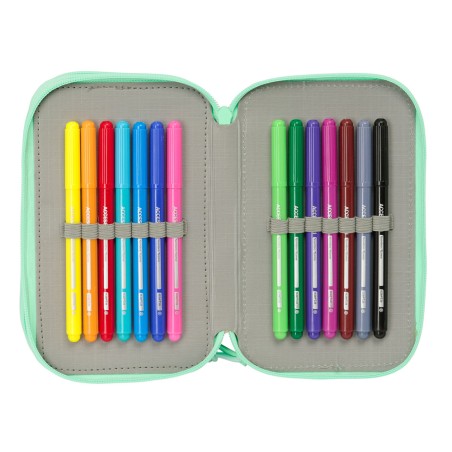 Plumier escolar safta triple cremallera 37 piezas dora 195x125x55 mm