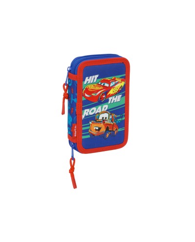 Plumier escolar safta doble cremallera pequeno 29 piezas cars 195x125x40 mm