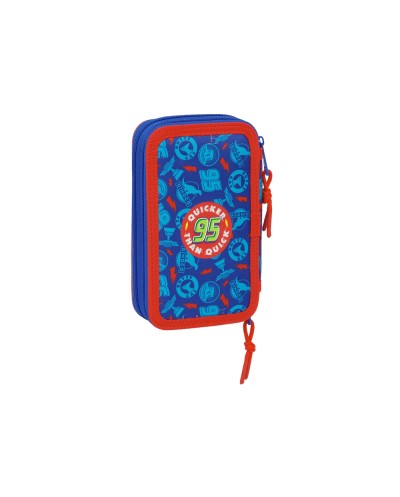 Plumier escolar safta doble cremallera pequeno 29 piezas cars 195x125x40 mm