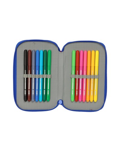 Plumier escolar safta doble cremallera pequeno 29 piezas cars 195x125x40 mm