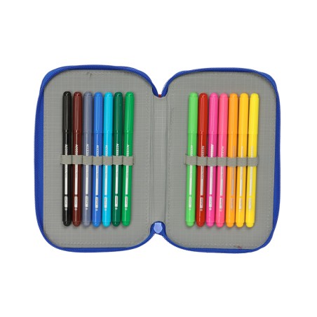 Plumier escolar safta doble cremallera pequeno 29 piezas cars 195x125x40 mm