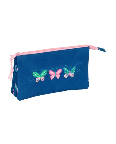 Bolso escolar portatodo safta triple blackfit8 mariposas 120x220x30 mm
