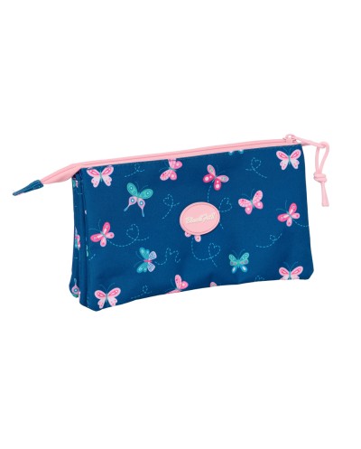 Bolso escolar portatodo safta triple blackfit8 mariposas 120x220x30 mm