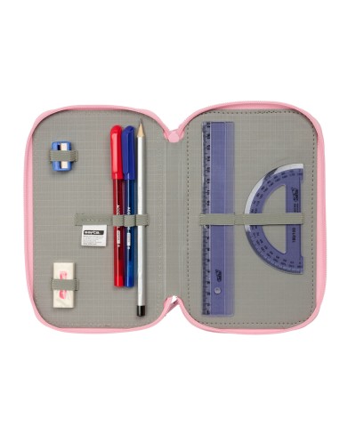 Plumier escolar safta triple cremallera 37 piezas blackfit8 mariposas 195x125x55 mm