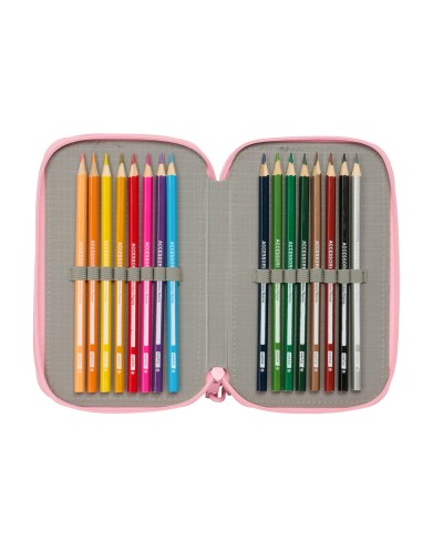 Plumier escolar safta triple cremallera 37 piezas blackfit8 mariposas 195x125x55 mm