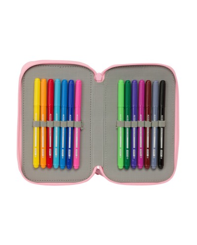 Plumier escolar safta triple cremallera 37 piezas blackfit8 mariposas 195x125x55 mm