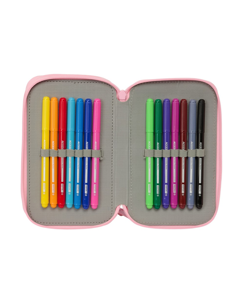 Plumier escolar safta triple cremallera 37 piezas blackfit8 mariposas 195x125x55 mm