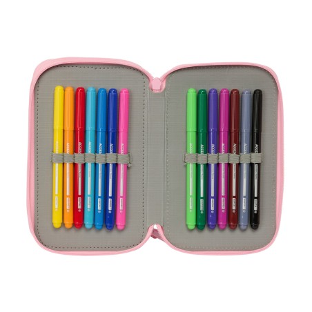 Plumier escolar safta triple cremallera 37 piezas blackfit8 mariposas 195x125x55 mm