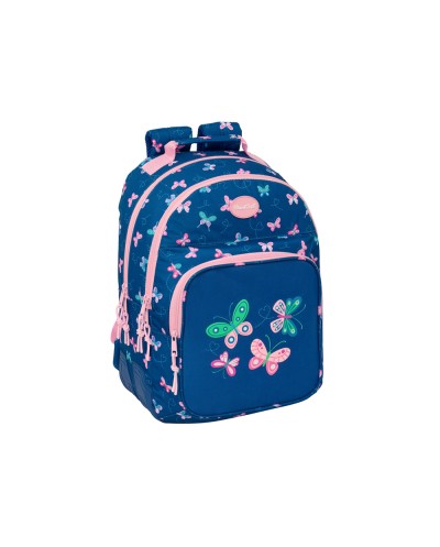 Mochila safta doble con cantoneras adaptable a carro blackfit8 mariposas 420x320x150 mm