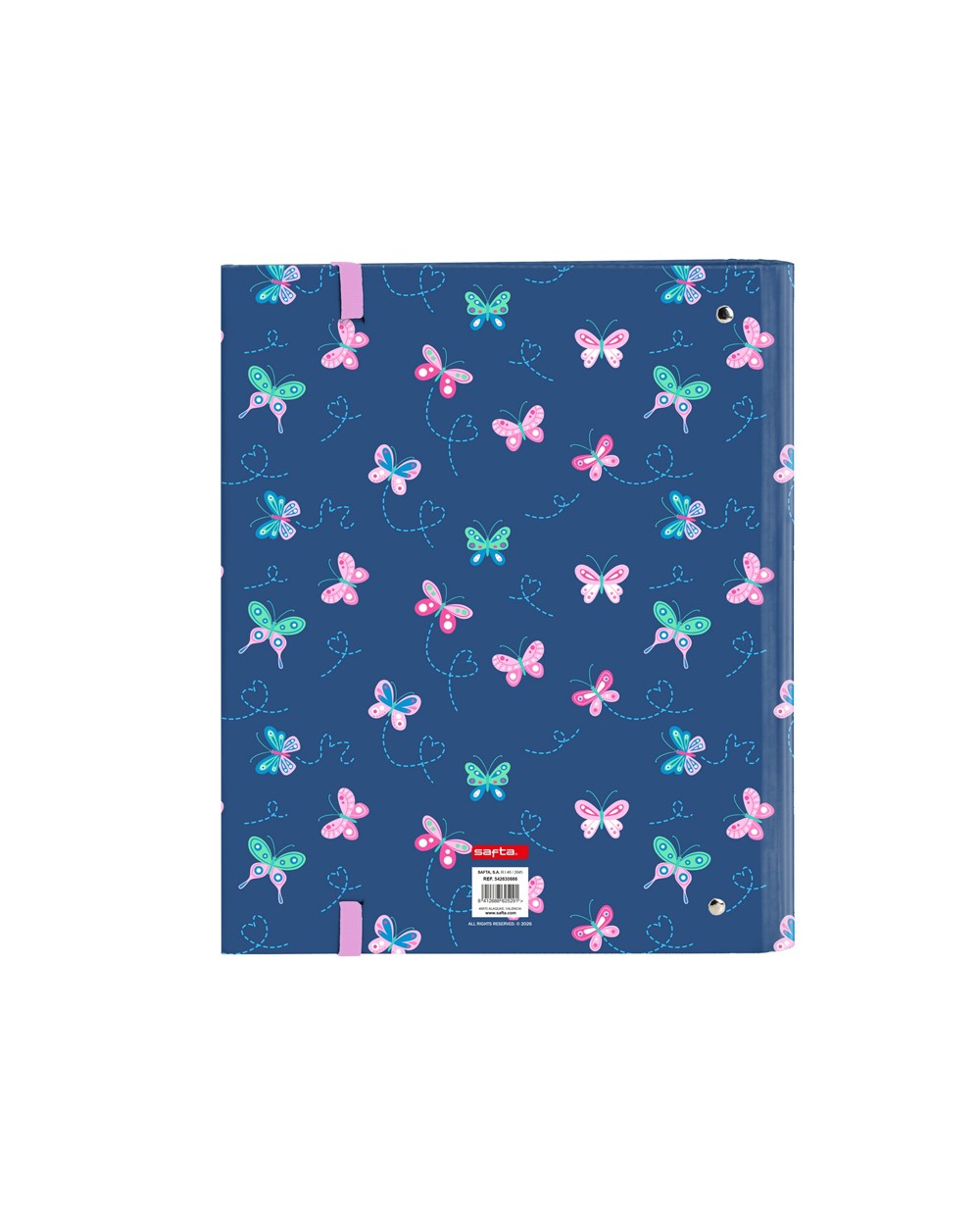 Carpeta con recambio safta din a4 cuadro 5 mm con goma y separadores blackfit8 mariposas