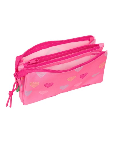 Bolso escolar portatodo safta triple benetton heart 120x220x30 mm
