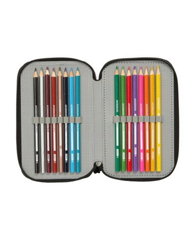 Plumier escolar safta triple cremallera 37 piezas batman 195x125x55 mm