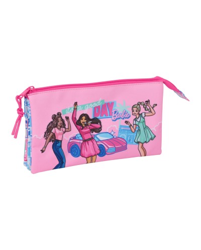 Bolso escolar portatodo safta triple cremallera barbie 120x220x30 mm