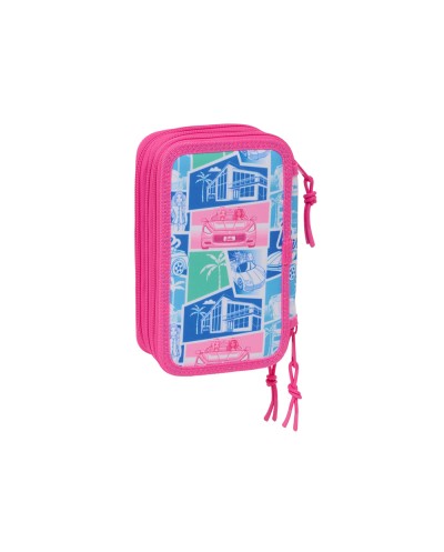 Plumier escolar safta triple cremallera 37 piezas barbie 195x125x55 mm