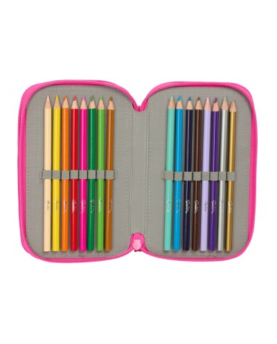 Plumier escolar safta triple cremallera 37 piezas barbie 195x125x55 mm