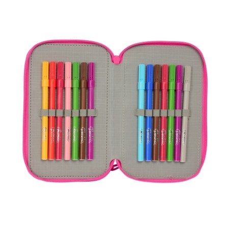 Plumier escolar safta triple cremallera 37 piezas barbie 195x125x55 mm