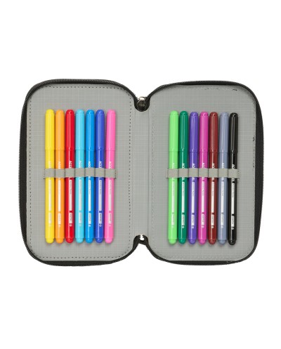 Plumier escolar safta triple cremallera 37 piezas avengers 195x125x55 mm