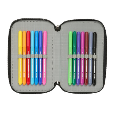 Plumier escolar safta triple cremallera 37 piezas avengers 195x125x55 mm