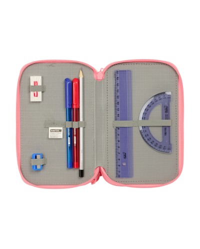 Plumier escolar safta triple cremallera 37 piezas vaiana 195x125x55 mm