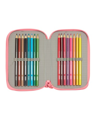 Plumier escolar safta triple cremallera 37 piezas vaiana 195x125x55 mm