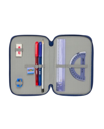 Plumier escolar safta triple cremallera 37 piezas super mario mamma mia 195x125x55 mm