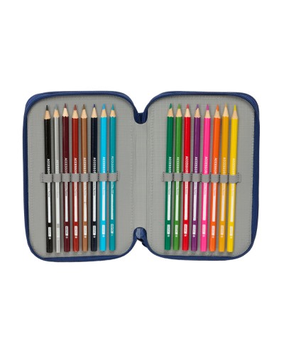 Plumier escolar safta triple cremallera 37 piezas super mario mamma mia 195x125x55 mm