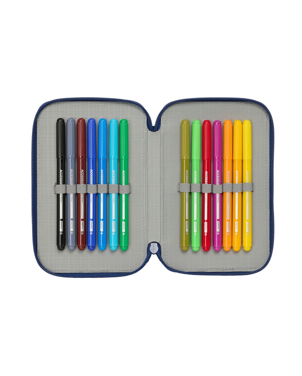 Plumier escolar safta triple cremallera 37 piezas super mario mamma mia 195x125x55 mm