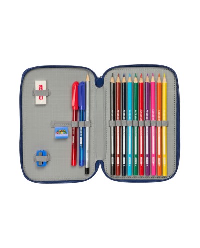 Plumier escolar safta doble cremallera pequeno 29 piezas super mario mamma mia 195x125x40 mm