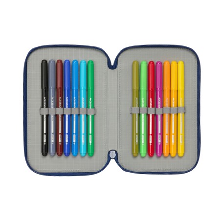 Plumier escolar safta doble cremallera pequeno 29 piezas super mario mamma mia 195x125x40 mm