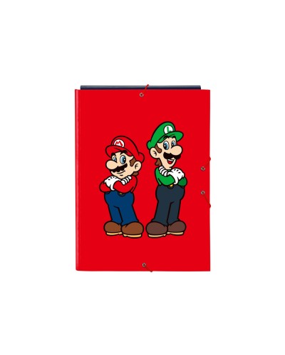 Carpeta carton folio gomas solapas safta super mario mamma mia