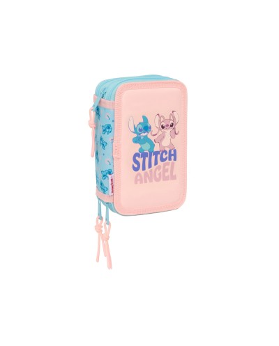 Plumier escolar safta triple cremallera 37 piezas stitch ohana 195x125x55 mm