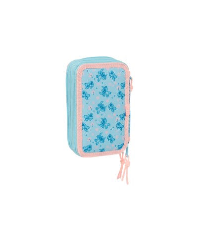 Plumier escolar safta triple cremallera 37 piezas stitch ohana 195x125x55 mm