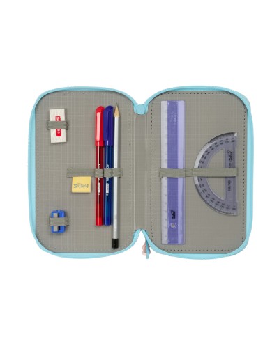 Plumier escolar safta triple cremallera 37 piezas stitch ohana 195x125x55 mm