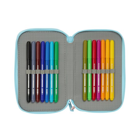 Plumier escolar safta triple cremallera 37 piezas stitch ohana 195x125x55 mm