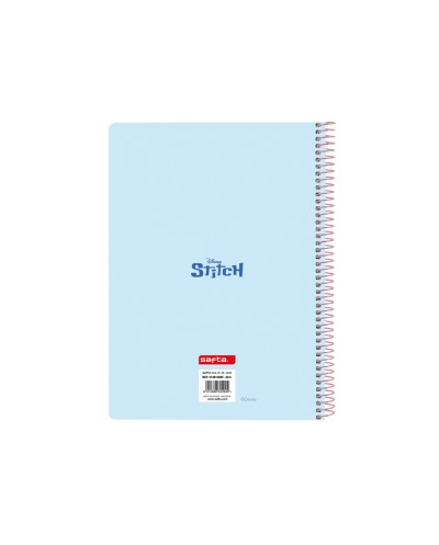 Cuaderno espiral safta cuarto 80h 60gr cuadro 4 mm tapa extradura stitch ohana