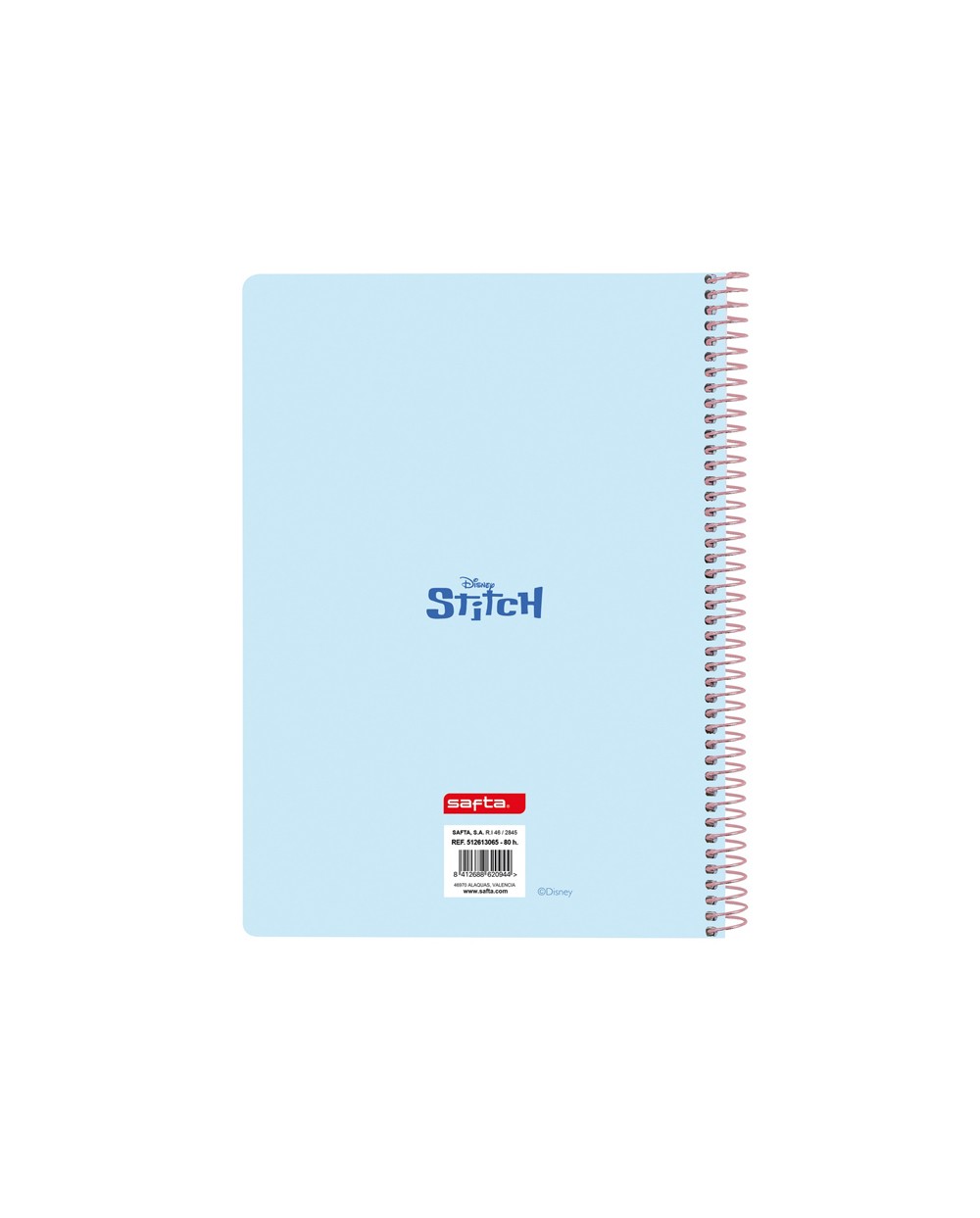 Cuaderno espiral safta cuarto 80h 60gr cuadro 4 mm tapa extradura stitch ohana