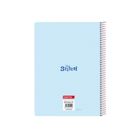 Cuaderno espiral safta cuarto 80h 60gr cuadro 4 mm tapa extradura stitch ohana