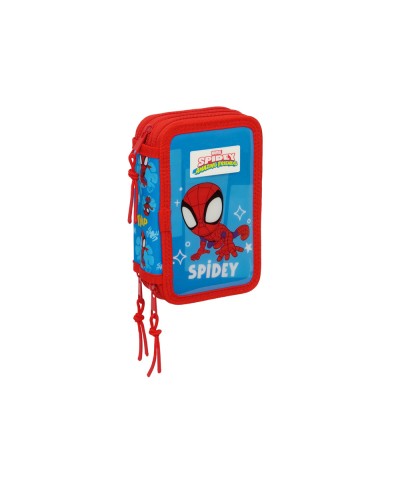 Plumier escolar safta triple cremallera 37 piezas spidey 195x125x55 mm